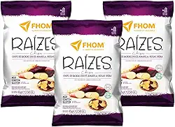 Chips de Batata Doce Mix Amarela, Roxa e Rosada Alimento Vegano Fhom 45g