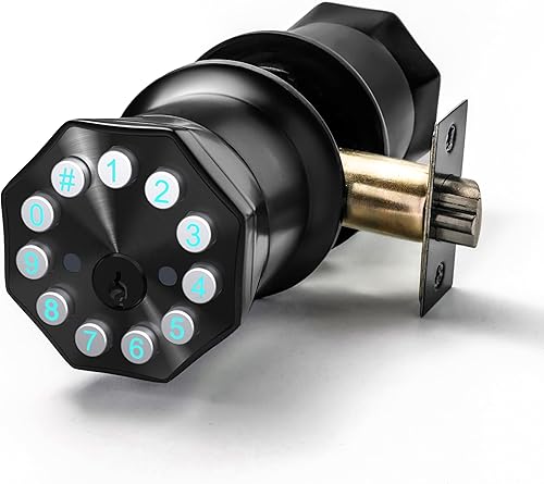 Perillas de puerta negras con cerradura de teclado digital, cerradura de puerta electrónica con mango para el hogar, dormitorio, apartamento,