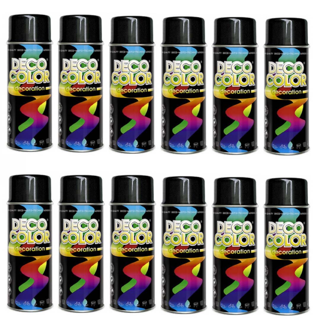 12er Sparpack (1 Karton) Lackspray glänzend 400ml schwarz glanz RAL 9005