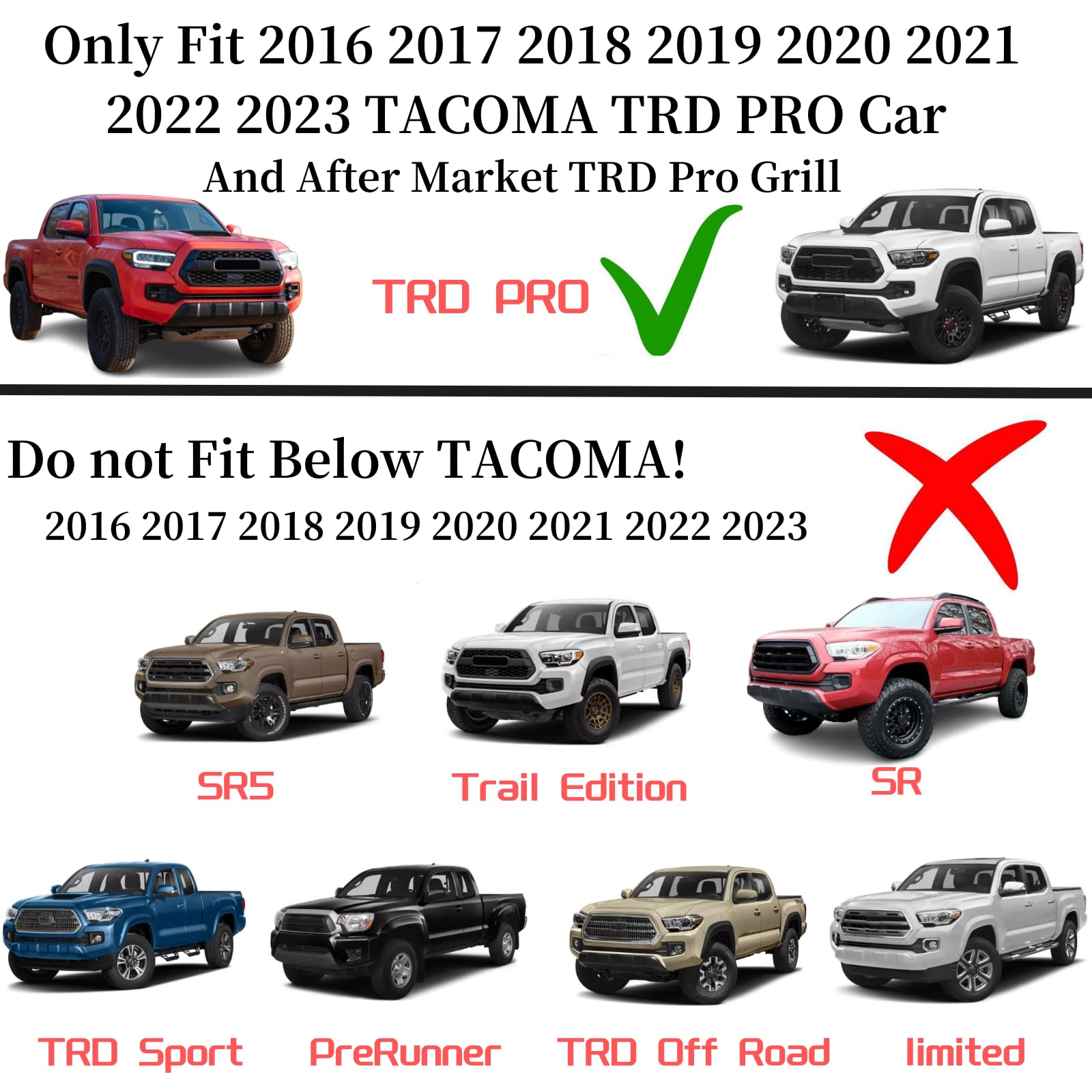 Front Emblems Led Grill Lights Fit for Toyota Tacoma TRD-Pro 2015-2023 or Aftermarket TRD-pro Grills Grille Light Lights Tacoma Accessories (1pcs Emblem+Amber led)