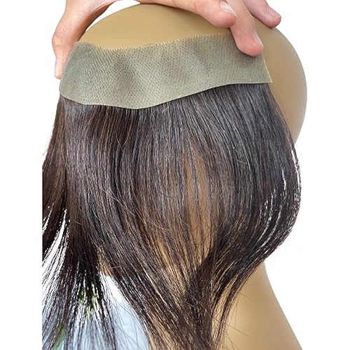 Miniatura 4 de Voloria Cabello humano 100 % piel de pelo humano de poliuretano para hombre, cobertura frontal de cabello para sistemas de reemplazo de línea de