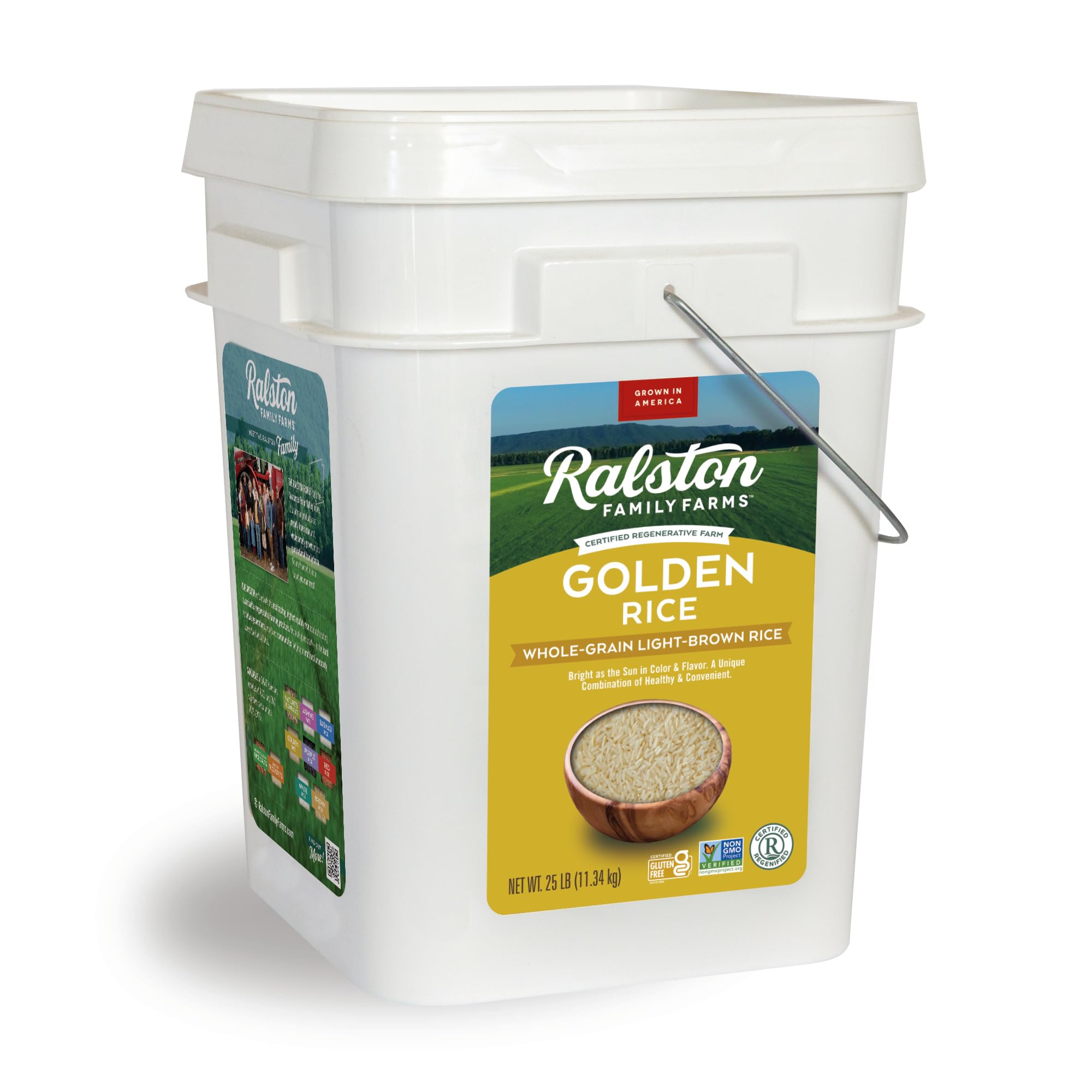 Ralston Family Farms, Golden Rice 25 lb Pail, American Grown, Non-GMO, Naturally Gluten Free,