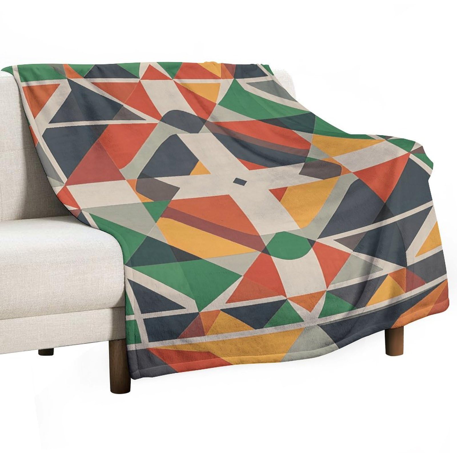 Couverture en molleton haut de gamme 140x177,8 cm au design géométrique