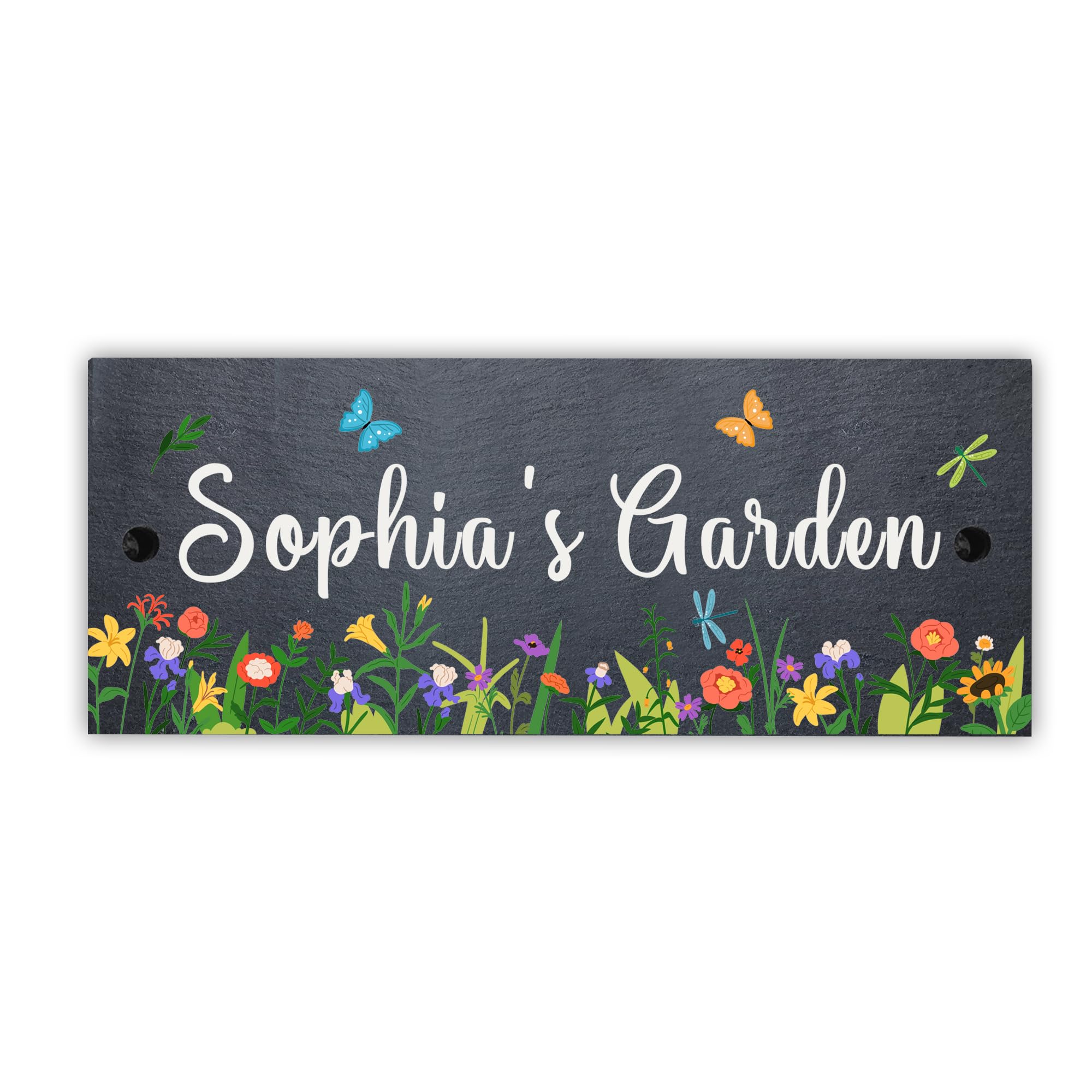 Garden Signs and Plaques for Outside Slate House Signs Slate House Numbers Plaques UV Printed Personalised Plaque Yard Sign Garden Sign Decor Gifts with Wall Fixings(Design 2)