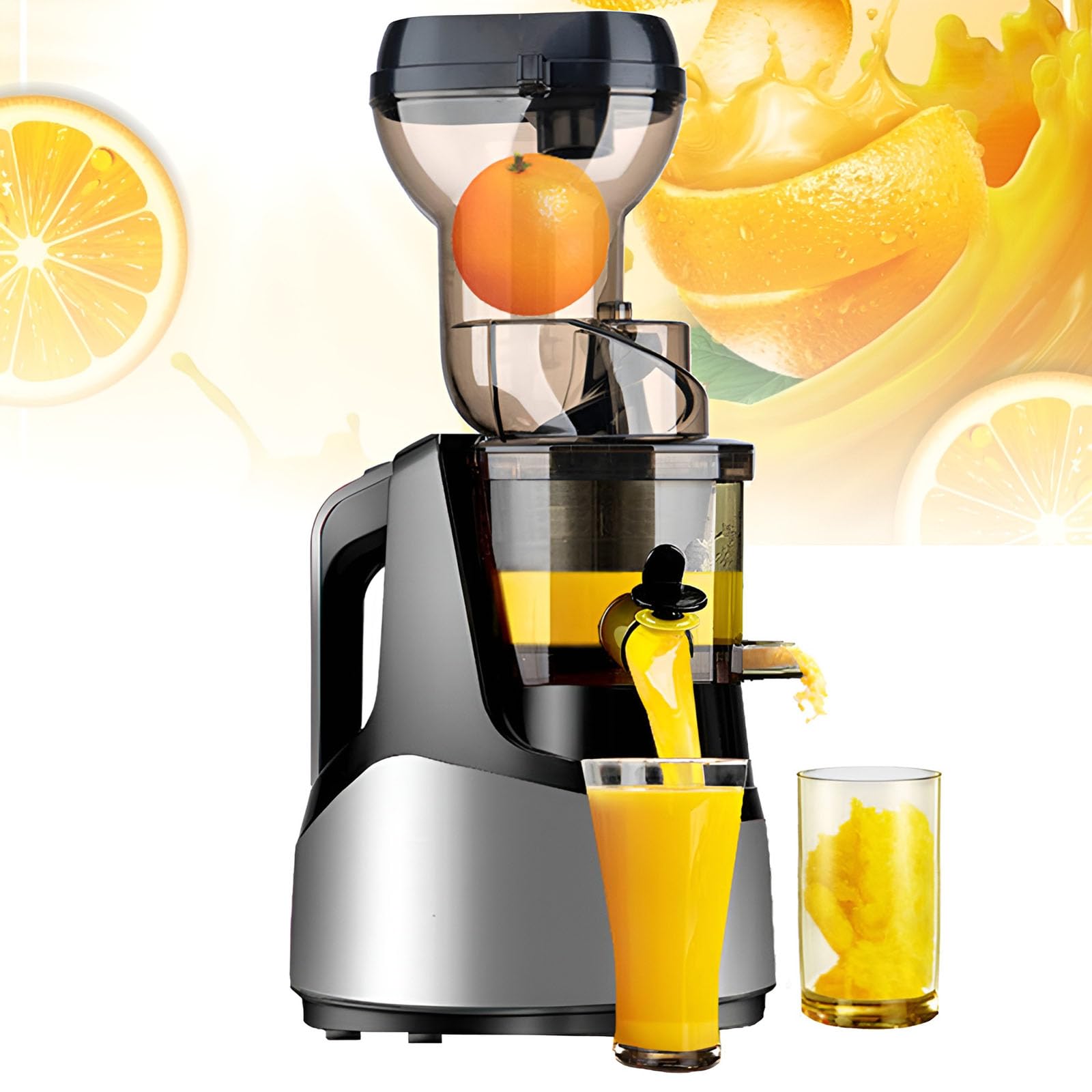 Extracteur de jus Portable, Compact et électrique, pour Fruits et légumes, idéal pour la Maison et Les fêtes. Design Facile à Nettoyer, Rouge. (Silver)