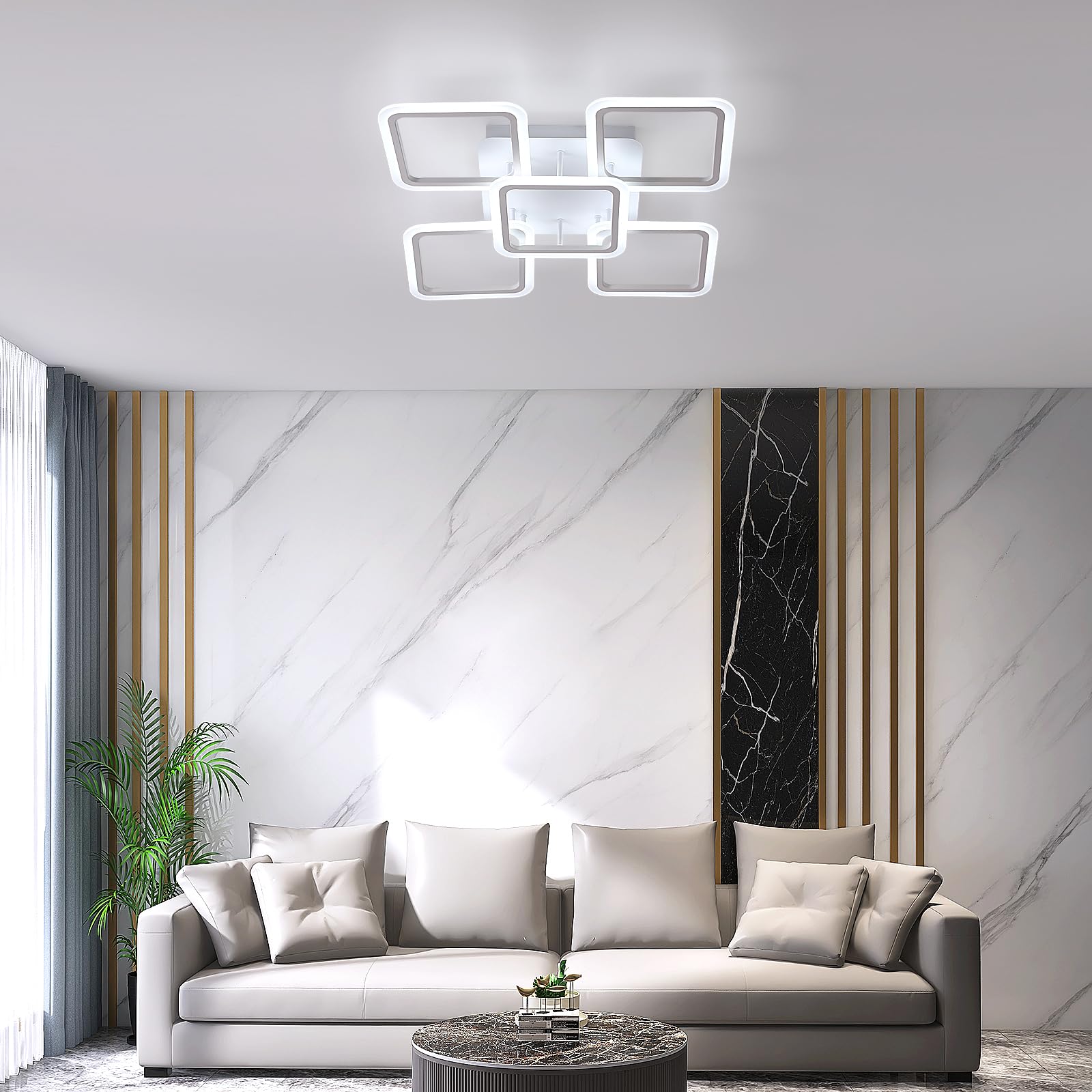 Comely DecKenlampe LED, 70W 7000LM 5 Quadratische Form LED DecKenleuchte | Acryl Weiß DecKenbeleuchtung LED Modern für Schlafzimmer Wohnzimmer, 6500K