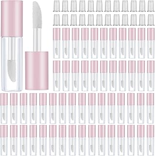 Patelai 100 Pieces 1.2 ml Clear Mini Lip Gloss Tube Refillable Empty Lip Balm Gloss Containers for DIY Makeup, Pink