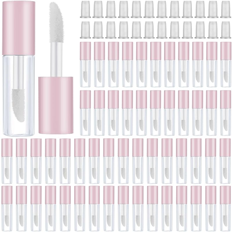Patelai 100 Tubos Mini para Gloss Labial com Tampa, Rosa, 1,2 mL