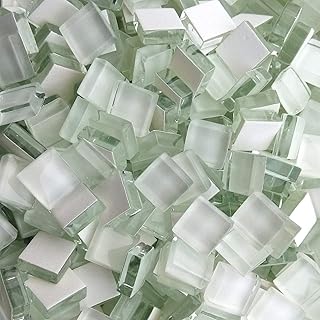 White Crystal Mosaic Tiles Squares Stained Glass for Crafts Supplies DIY...