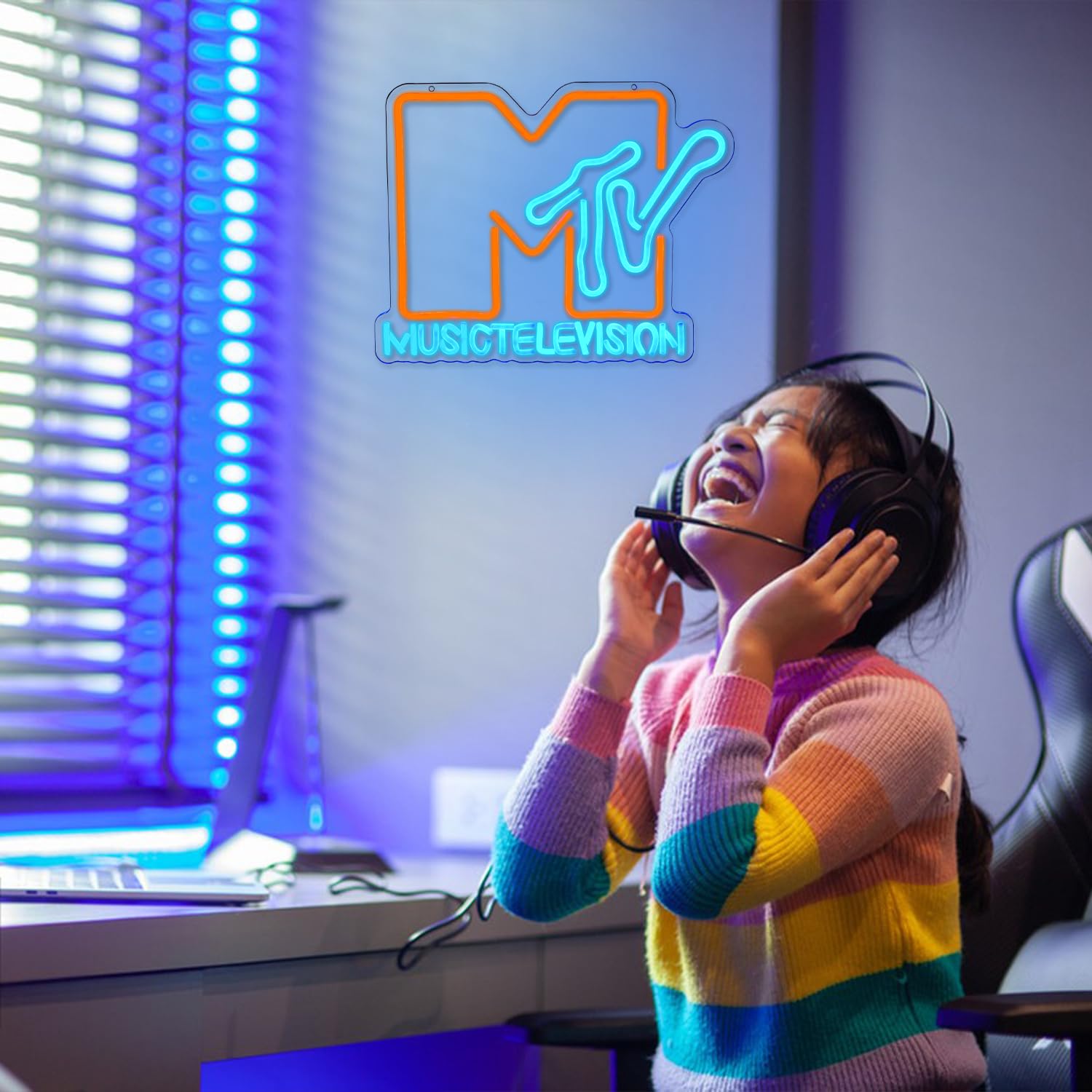 Ylouxrm Music Television Neon Sign MTV Neon Lights Sign For
