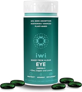Iwi Life Eye Omega-3, 30 Softgels (30 Servings), Vegan Plant-Based Algae Omega 3 with EPA + DHA, Healthy Eye & Vision Support Dietary Supplement, Krill & Fish Oil Alternative, No Fishy Aftertaste
