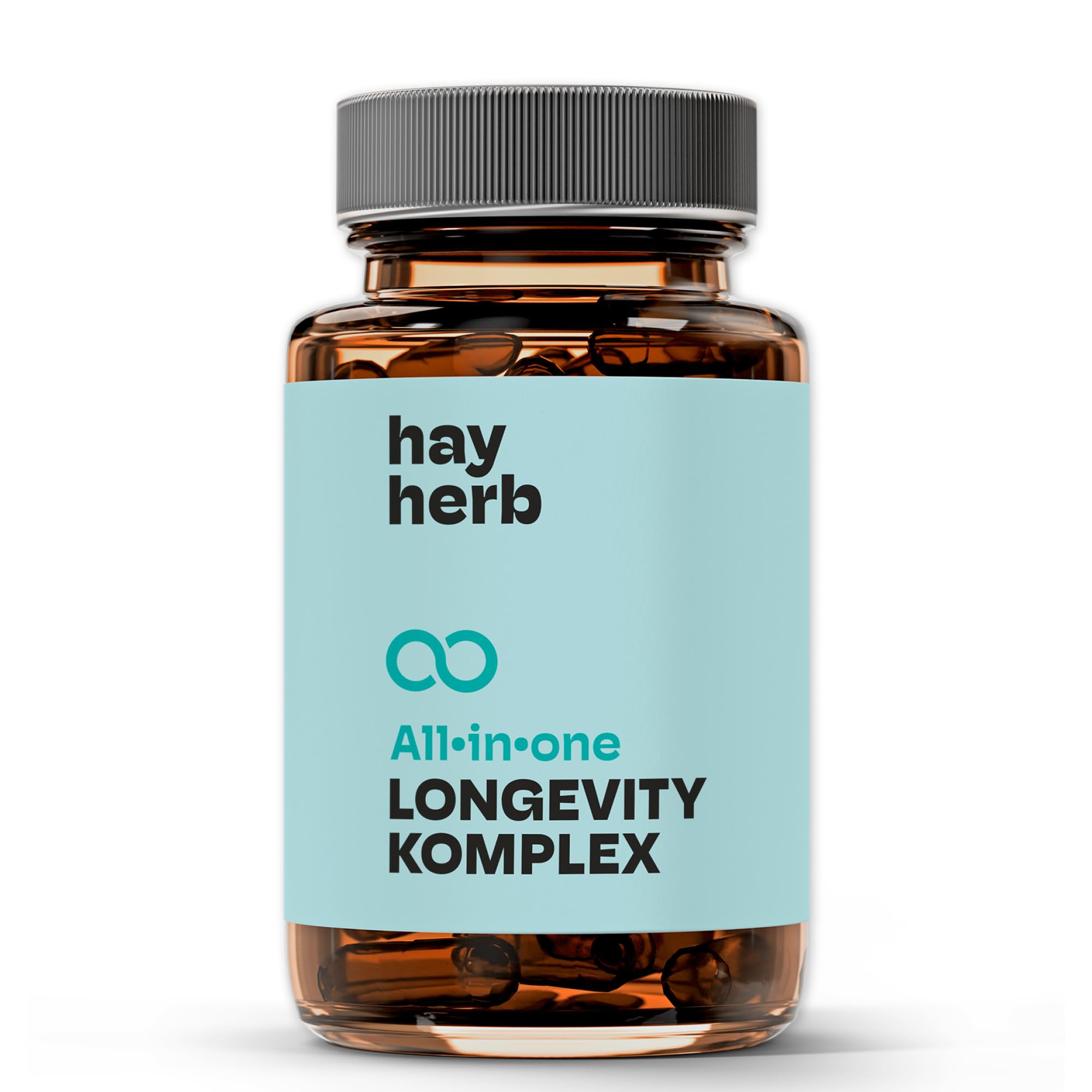 Longevity Komplex Kapseln 60 Stk. | All-In-One Komplettformel | Jungbrunnen für Körper & Geist | Mit PQQ und Grüntee - Age-Less-Effekt | 100% vegan | Hay Herb