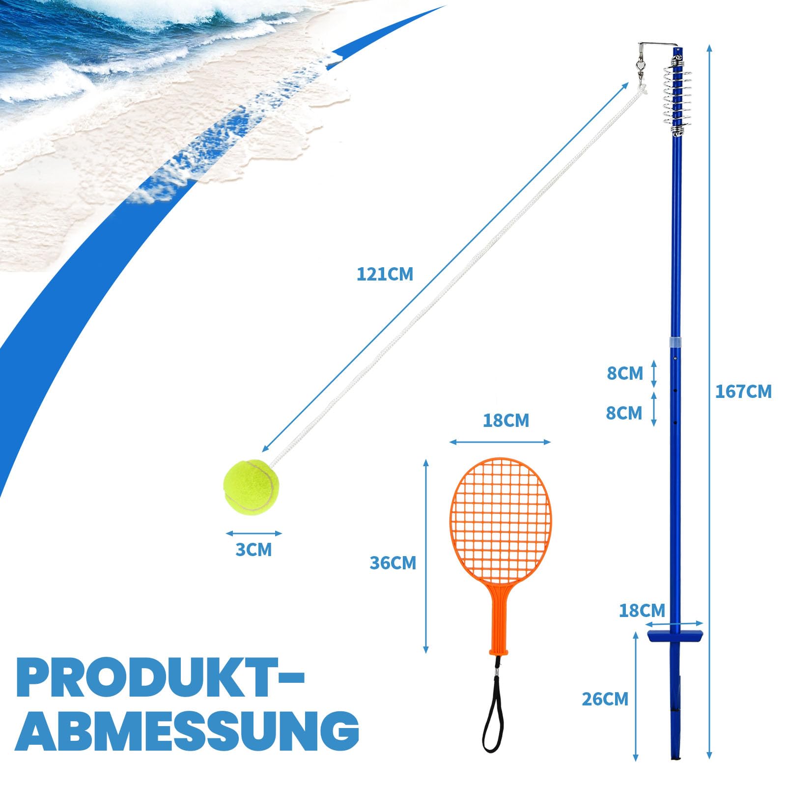 GOPLUS Circletennis, zestaw Twist Ball ze stojakiem z regulacją wysokości, piłka tenisowa i 2 rakiety, gra swingowa do ogrodu, parku, na plażę i łąkę, przenośna zabawka do spędzania wolnego czasu