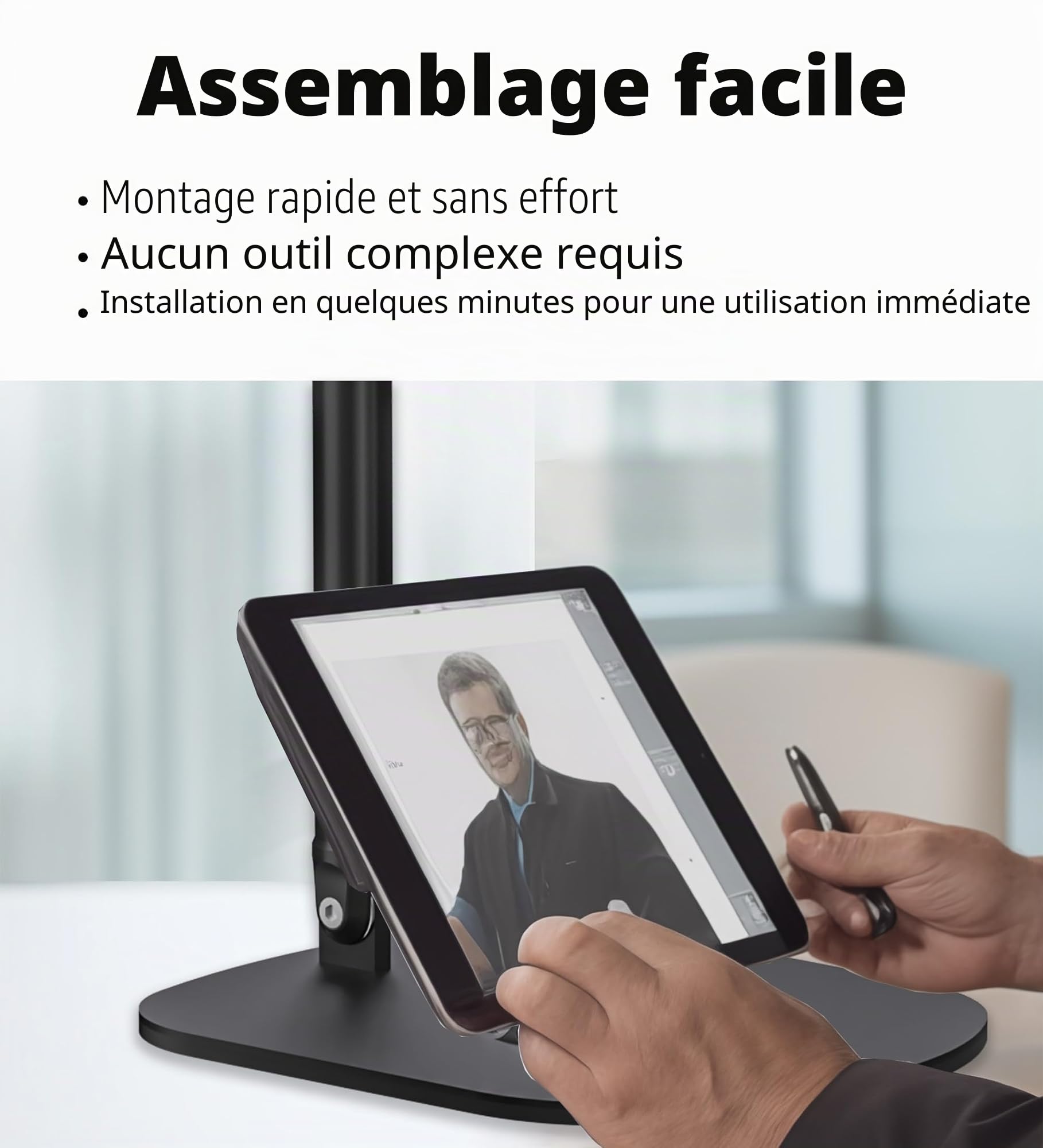 Support réglable pour webcam et téléphone – Double support pour téléphone et tablette, bureau robuste, hauteur et angle flexibles, construction en aluminium durable