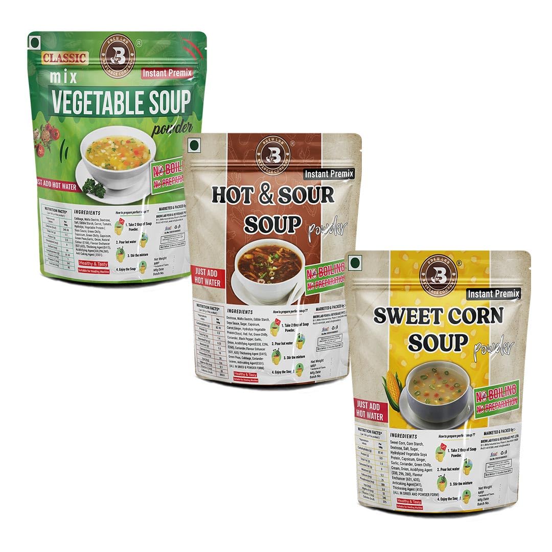 Brew Lab Soup Combo of Mix Veg+Hot & Sour Soup+Sweet Corn Soup Powder Mix Instant Premix (Pack of 3, 150 g) (B0CNVLXTC8) Amazon Price History, Amazon Price Tracker