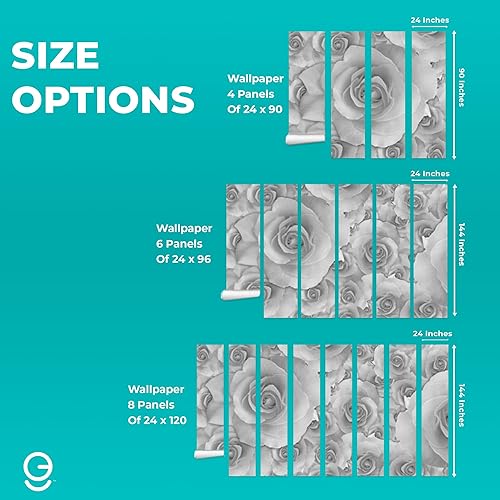 Miniatura 4 de EGD Papel tapiz para despegar y pegar, papel tapiz temático de rosas blancas y negras para diseño de interiores, decora tus paredes para cualquier