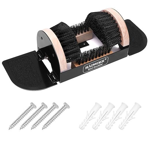 Hadwoer Boot Brush Scraper Outdoor – Heavy Duty Boot Scrubber & Shoe Cleaner Brush with Sturdy Bristles – Resistant Boot Cleaner for Mud, Dirt & Snow – Durable Outdoor Boot Scrapers with Brushes