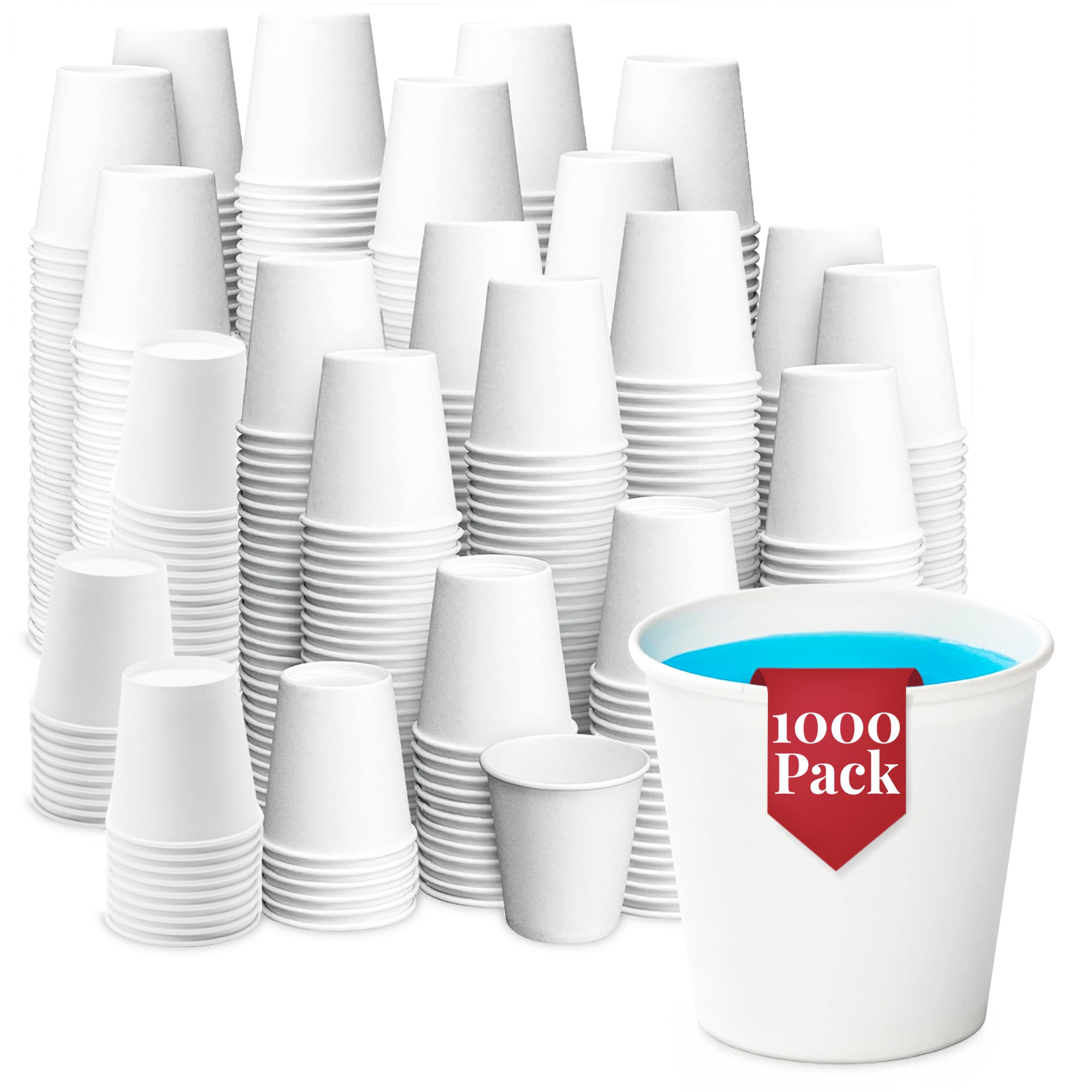 Prestee 1000 Pack 3oz Small Paper Cups - Mini Bathroom Mouthwash Cups Hot Coffee Cups for Espresso Holiday
