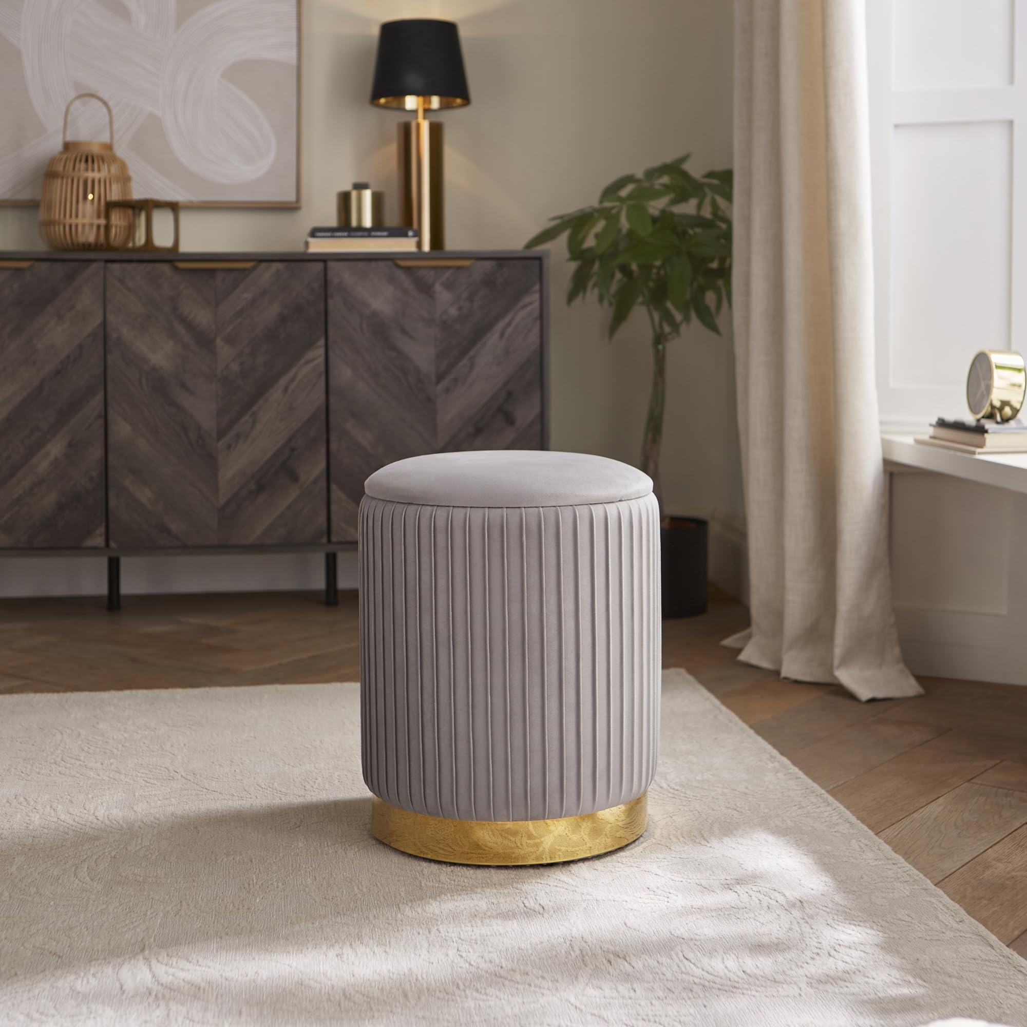 Gfw Esme Grey Pleated Storage Stool