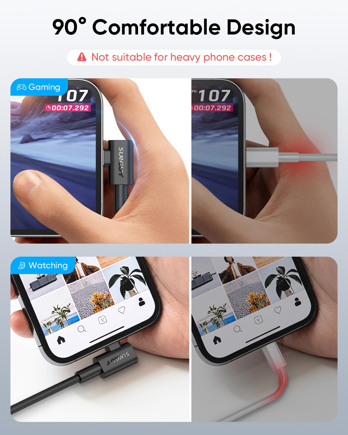 SUNGUY Cavo USB C a Lightning Corto 0.15m, 2 pezzi [Certificato MFi] 90 Gradi Cavo Lightning USB C 20W Cavo iPhone Ricarica Rapida per iPhone 14/13/12/11 Pro Max Mini XR XS 8 7 6 5 Plus, CarPlay