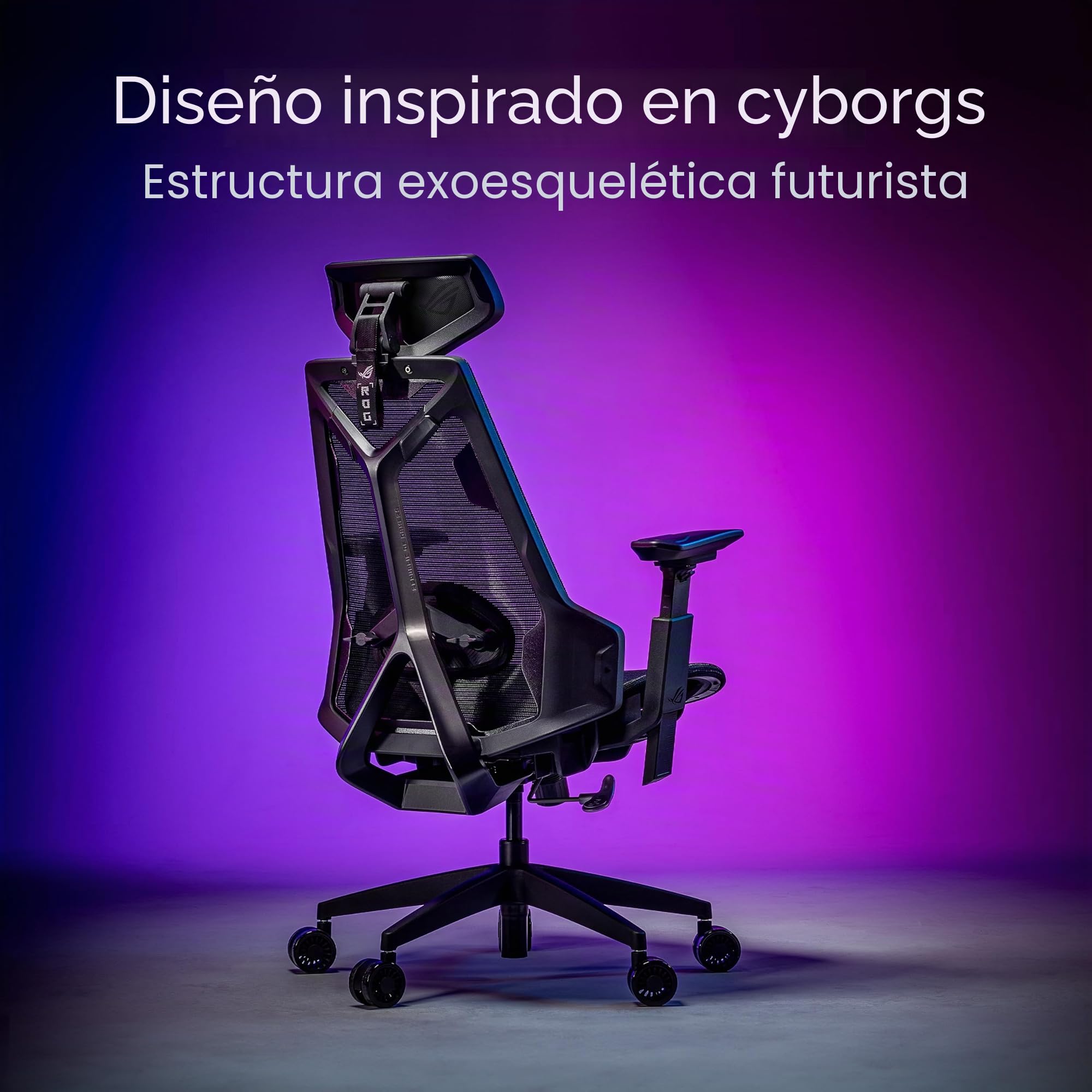 ASUS ROG Destrier Core - Silla Gaming ergonómica, reposacabezas 2D, Soporte Lumbar, reposabrazos 3D para Gaming móvil, Profundidad y Altura Ajustables, reclinación en 3 Posiciones - Negro