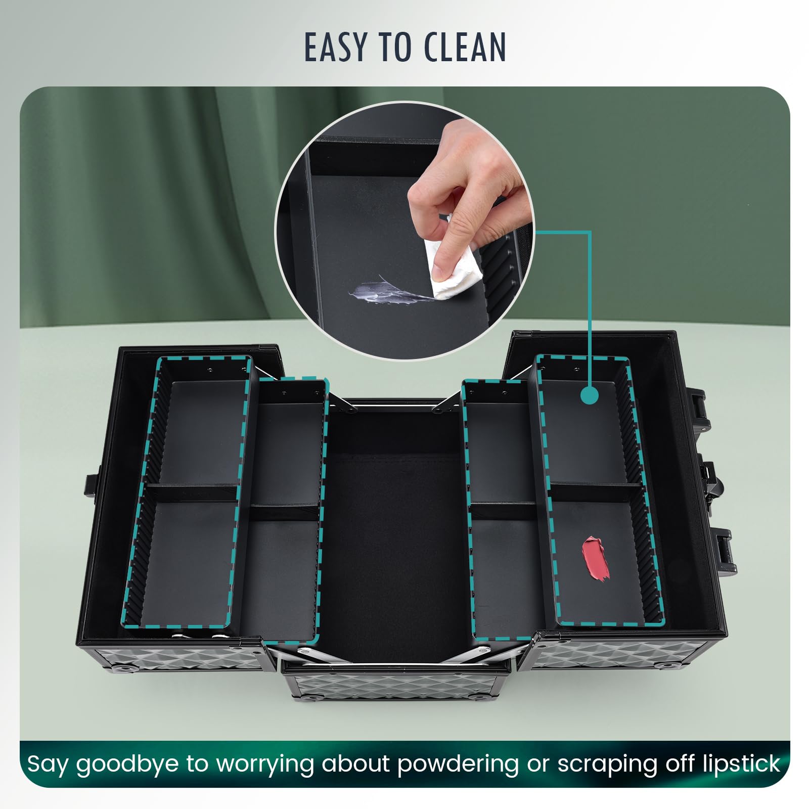 Frenessa Portable Makeup Case Cosmetic Organizer with 4-Tier Trays