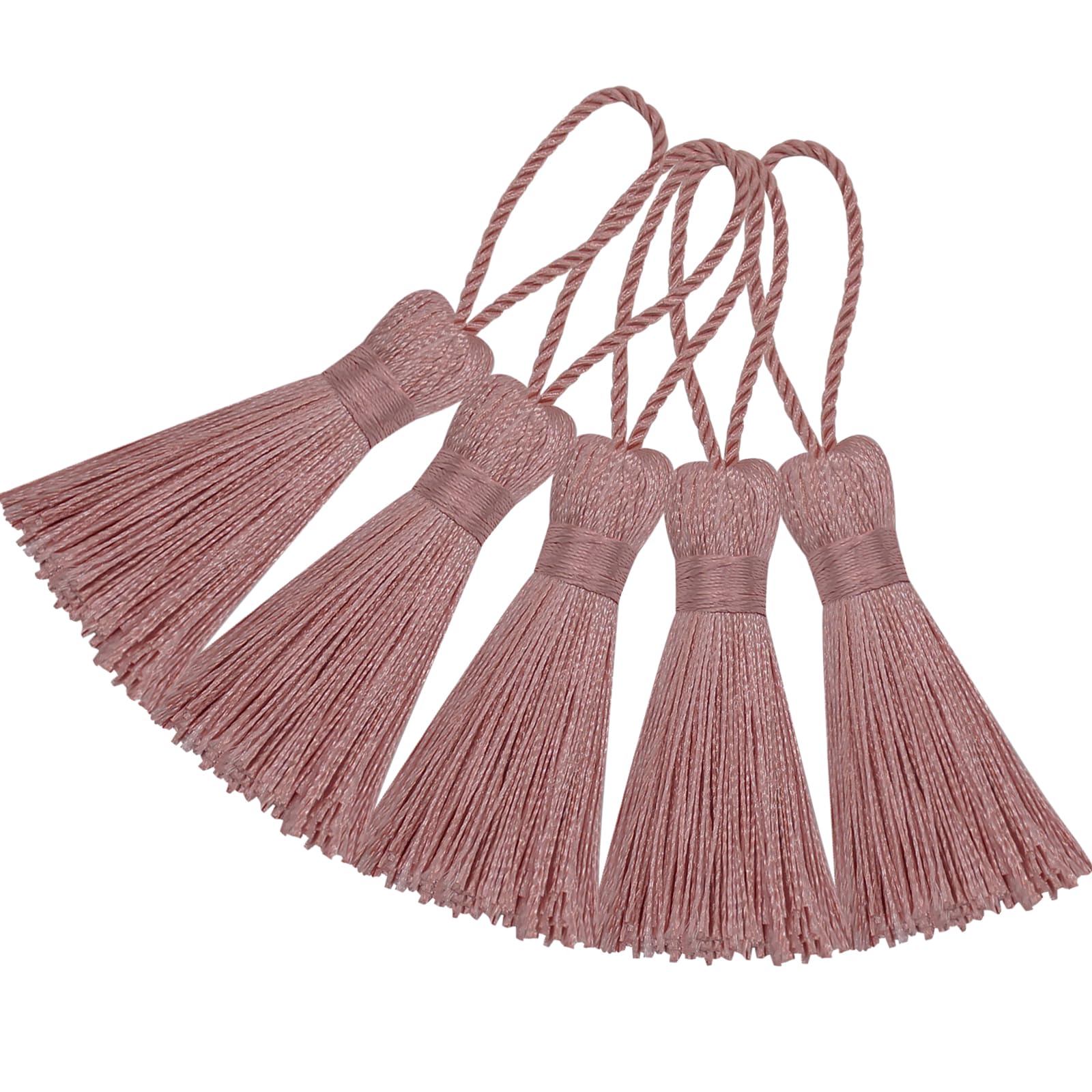 20pcs 10.9cm Handmade Tassel for DIY Craft,Bookmark-Peach Pink — image 1