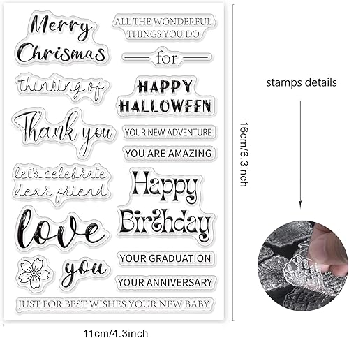 Miniatura 66 de ORIGACH Sellos transparentes con temática de llama, hermosos sellos transparentes de silicona para hacer tarjetas y álbumes de recortes de bricolaje