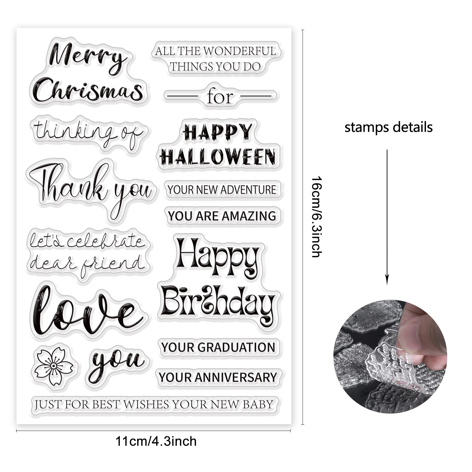 Collections - Philatelie,Raindrop Timbres Transparents En Silicone, Mots Féeriques, Tampon Doux