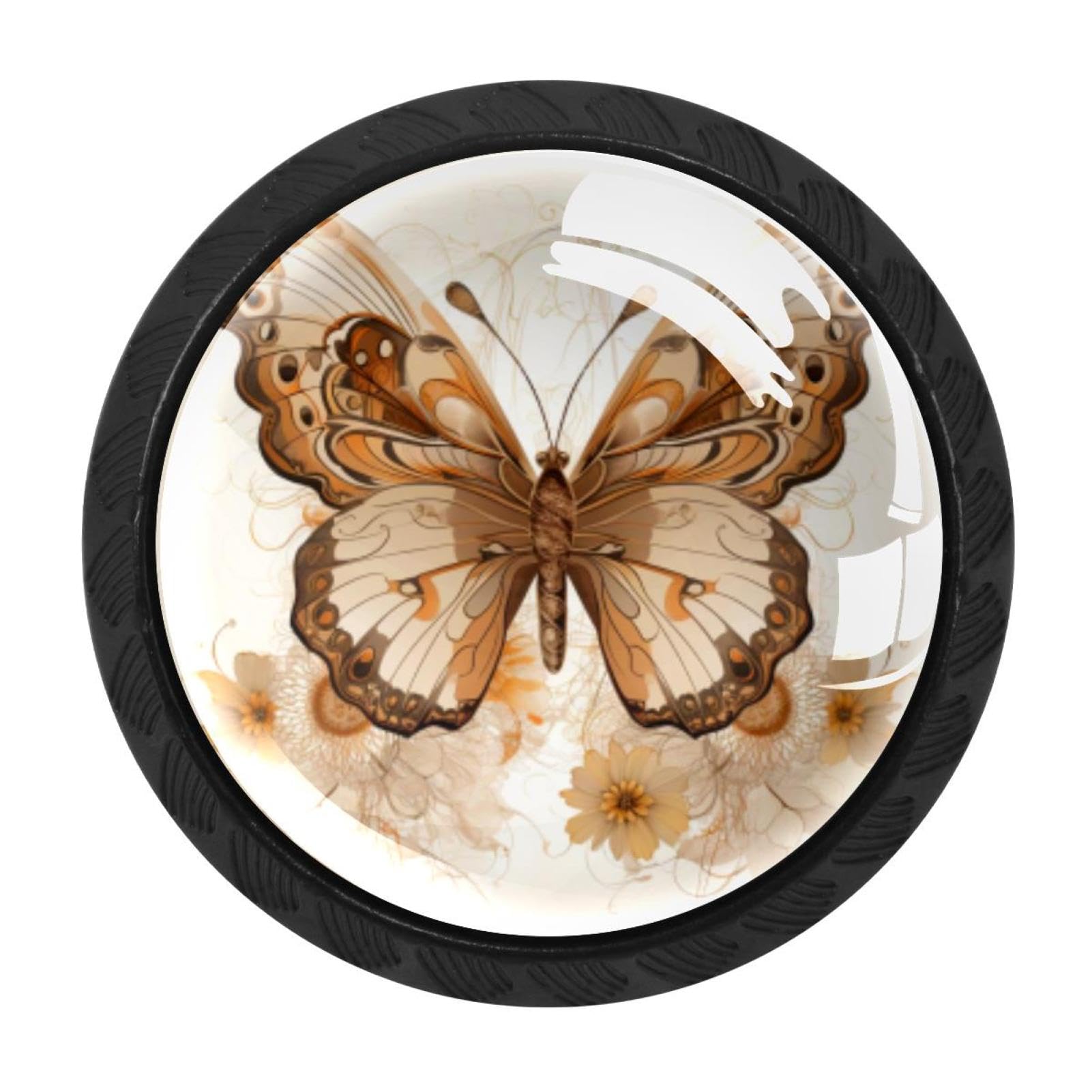 Chenzzzz Multicolored 08 4 Pack Round Cabinet Knobs For Kitchen Bathroom Closet Dresser Cabinets, Butterfly
