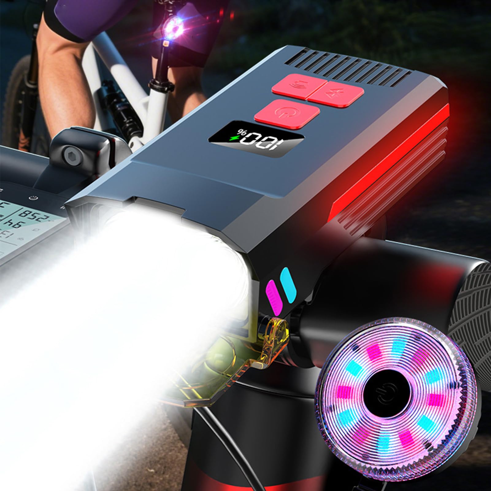 LED per Bicicletta, Ricaricabile Molto Luminoso con, Set Faro E Fanale Posteriore LED Della Bicicletta, per Adulti Uomini Donne Scooter VAE Mountain Strada Ciclismo Navetta