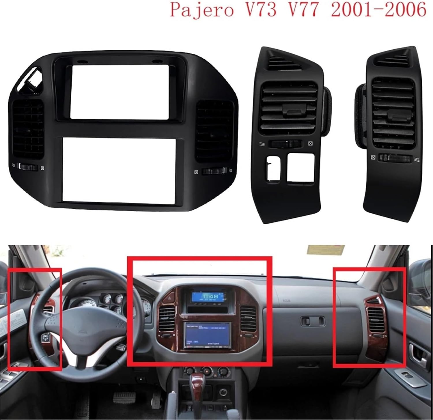 1PCS Air Conditioner Outlet Vents Compatible with Mitsubishi Pajero V73 V77 2001-2006 Air Conditioning Vents Air Conditioner Outlet Cover(Front 3pcs)