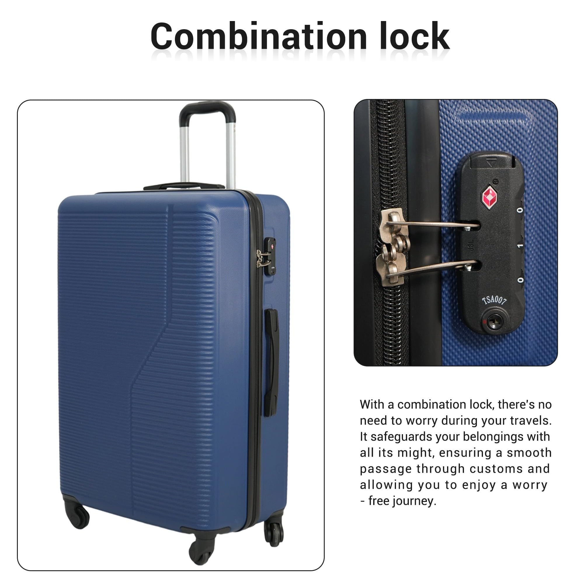 3 Piece Luggage Set Hardside Expandable Suitcase with Spinner Wheels, TSA Lock, Lightweight ABS Luggage for Travel 20/24/28 Inch — view 3