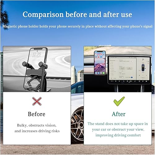 Miniatura 5 de Dickno Soporte de teléfono para automóvil, soporte magnético giratorio de 90 grados para teléfono celular con imán fuerte, soporte de teléfono