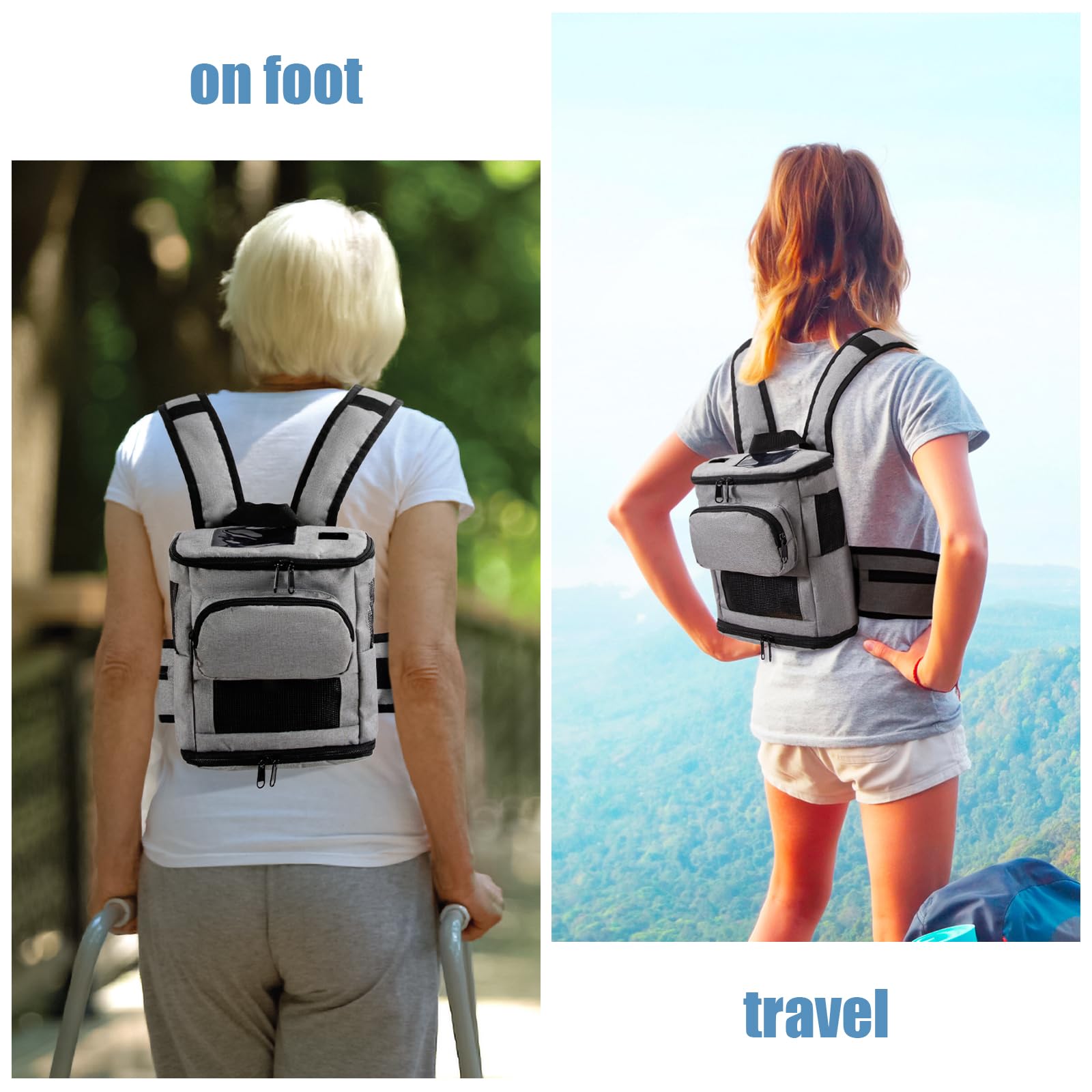 Rucksack für Sauerstoffgerät,Tragbar Sauerstoffkonzentrator Rucksack Kompatibel mit Inogen One G5 und Inogen One Rove 6, Reisetasche für Mobile Sauerstoffgerät (Grau)