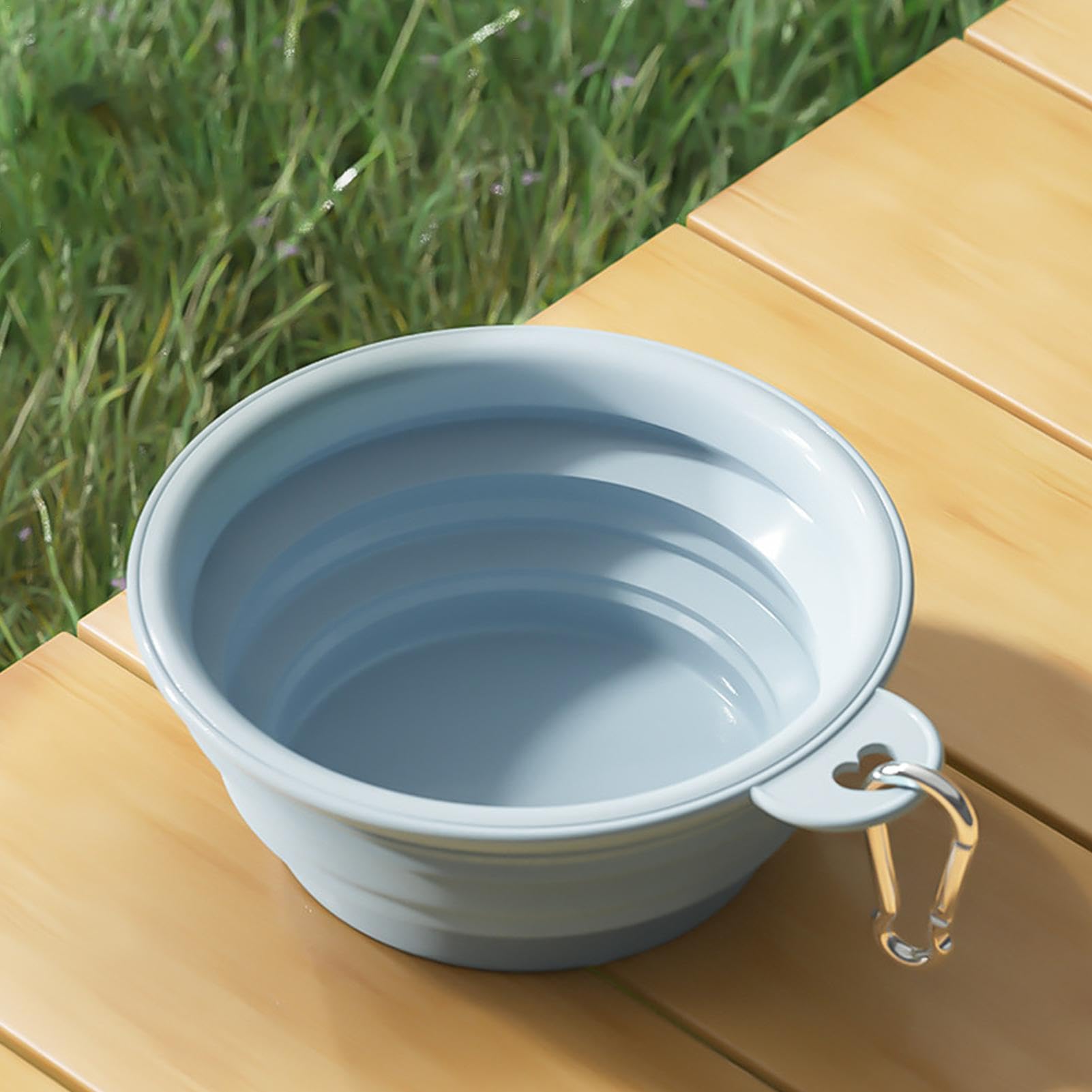 Ciotola Pieghevole Per Cani In Silicone - Portatile, Leggera, Con Moschettone, Per Viaggi E Escursioni - Foto 2