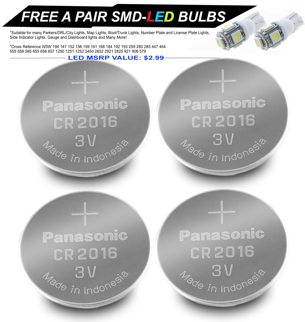 Panasonic Batteria a bottone CR 2016 3 V 800 pc(i) 90 mAh Litio CR2016