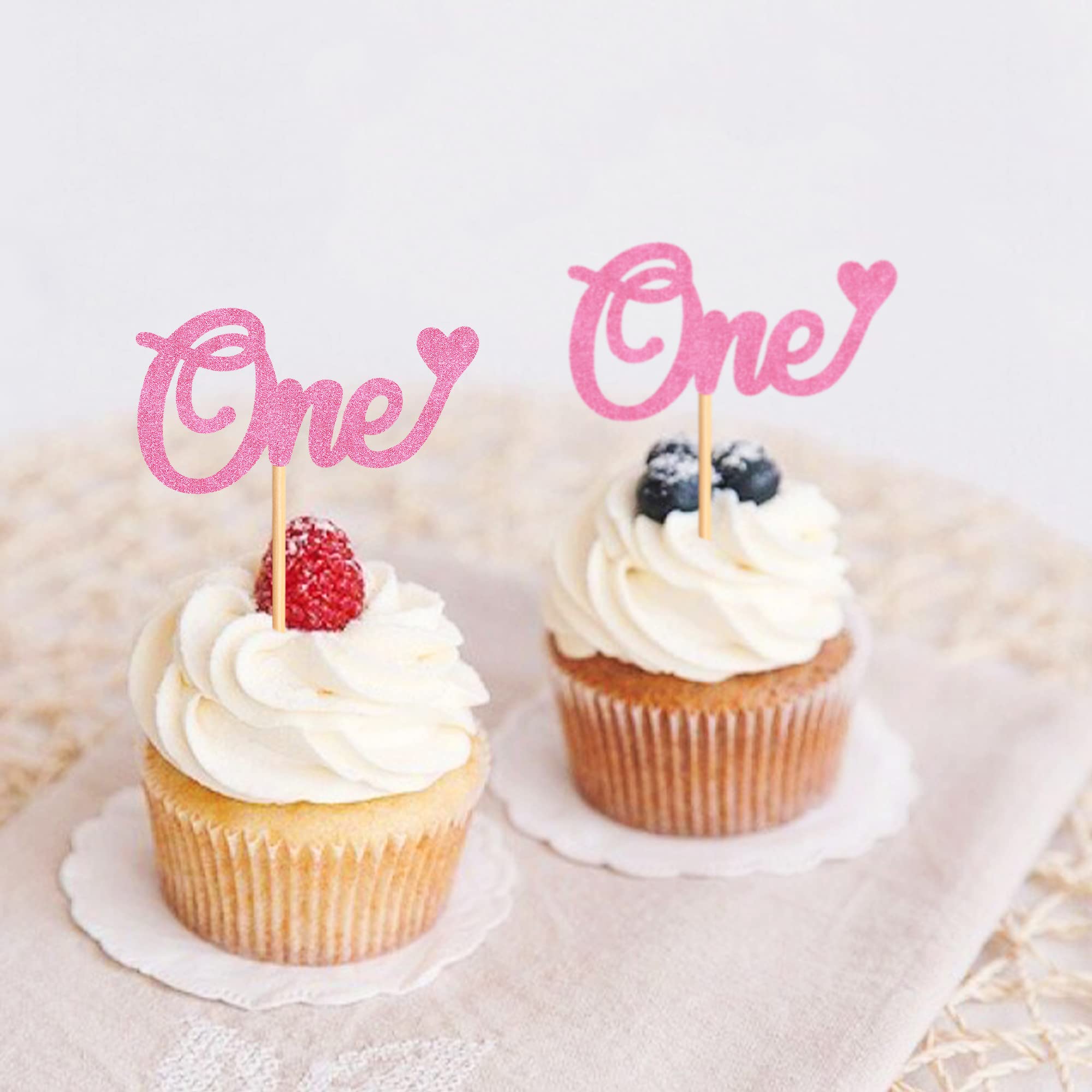 24 Stück Cupcake-Topper Für Den 1. Geburtstag – Glitzernd, Roségold, 7x10 Cm Für Babyparty & Kuchendekoration