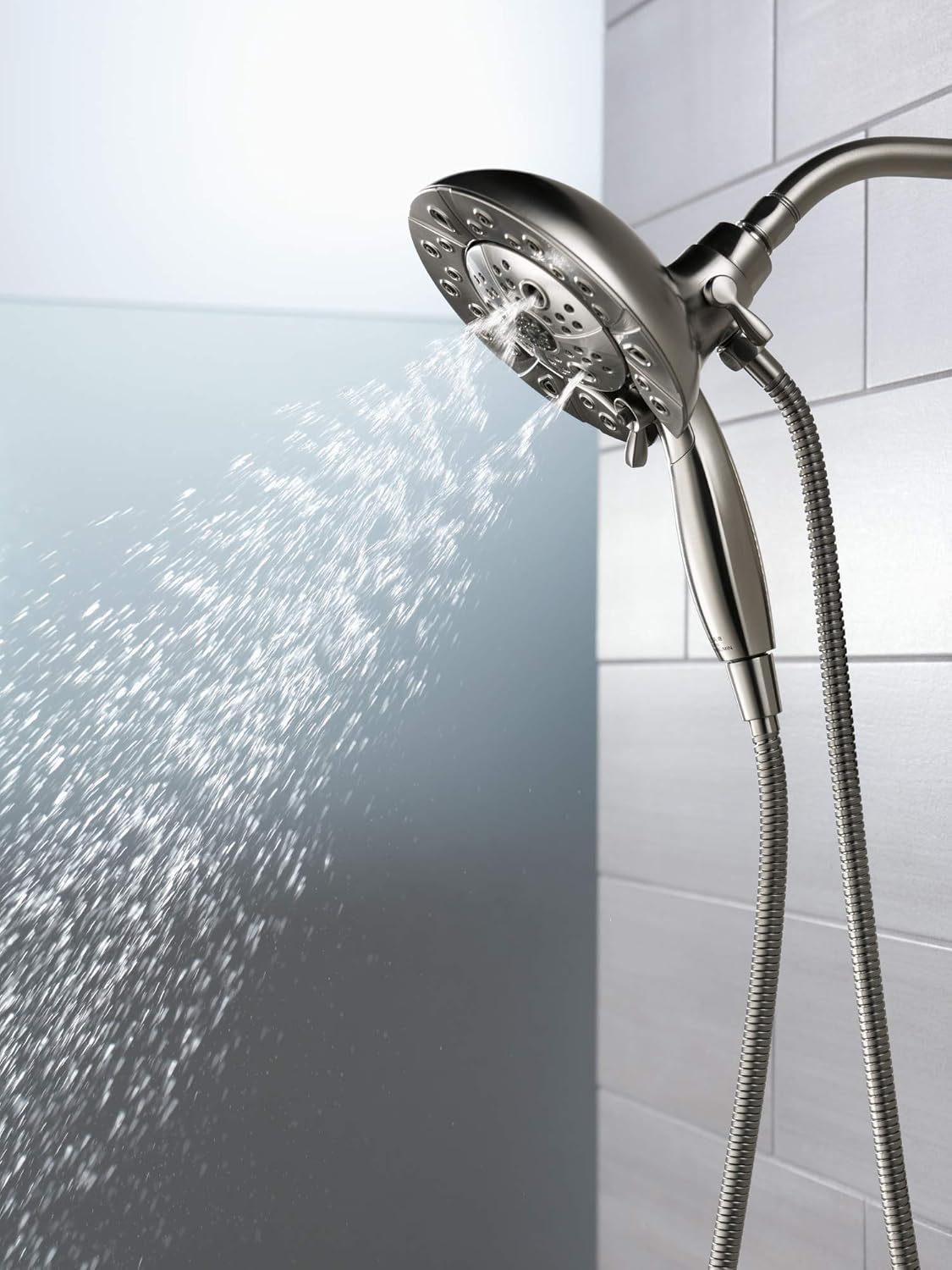 Delta Faucet-5-Spray In2ition Dual Shower Head with Handheld Spray, H2Okinetic Shower Head with Hose, Showerheads, Handheld Shower Heads, Magnetic Docking, Black Stainless 58480-KS25-PK : Everything Else