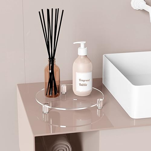 Miniatura 2 de HEMYLU Elevadores acrílicos para decoración, pedestal redondo transparente de 10 pulgadas para soporte de plantas de interior, bandeja acrílica