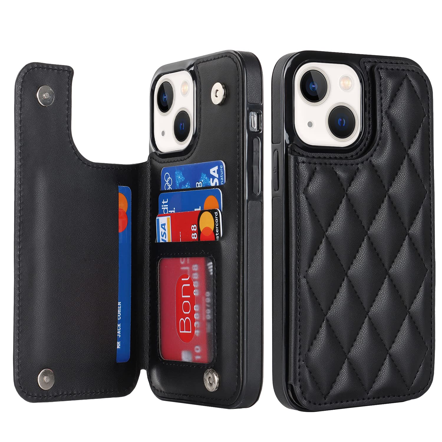 JYYVE for iPhone 15 Case Wallet 6.1 Inch with Card Holder Premium Soft PU Leather Magnetic Clasp, Shockproof Stylish Protective Cover for iPhone 15 -