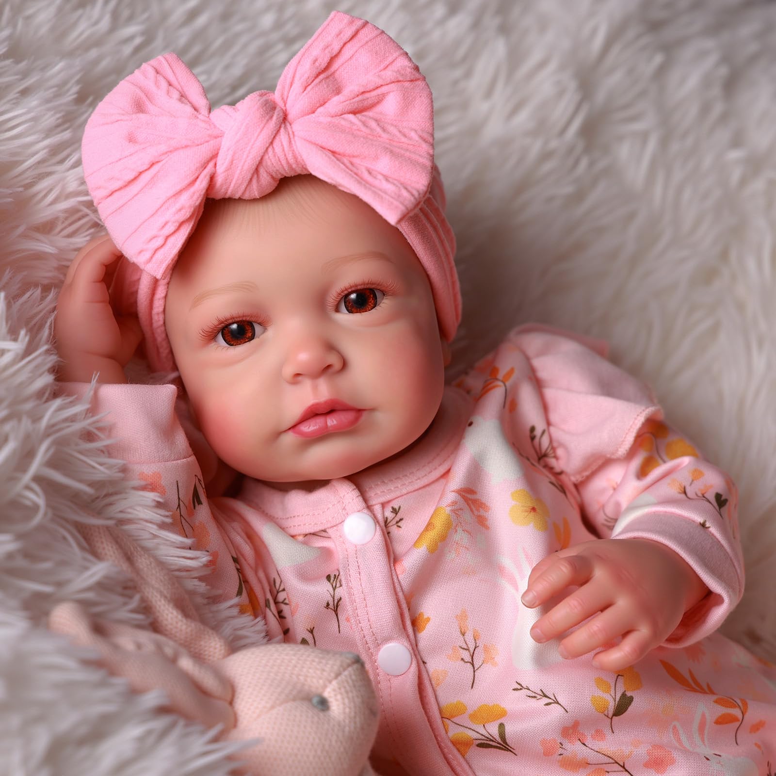 BABESIDE Reborn Baby Mädchen - 20 Zoll Weicher Stoffkörper, Lebensechte Reborn Puppe, Wie Echtes Neugeborenes mit Outfit & Zubehör, Kuscheliger Begleiter für Kinder ab 3 Jahren