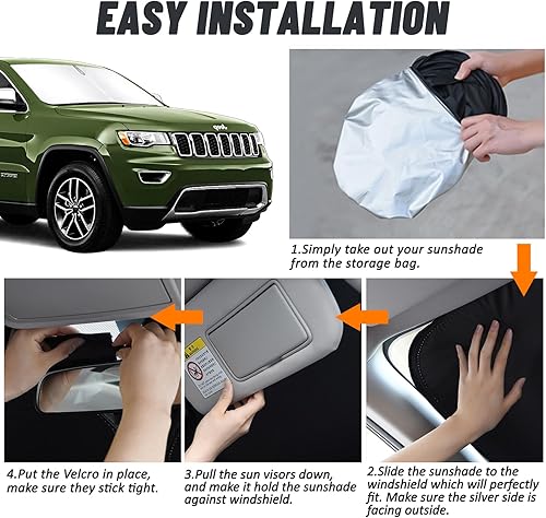 Miniatura 5 de D-Lumina Parasol para parabrisas JEE-p Grand Cherokee 2011-2021, accesorios (no para Grand Cherokee L), parasol para ventana delantera, bloquea los