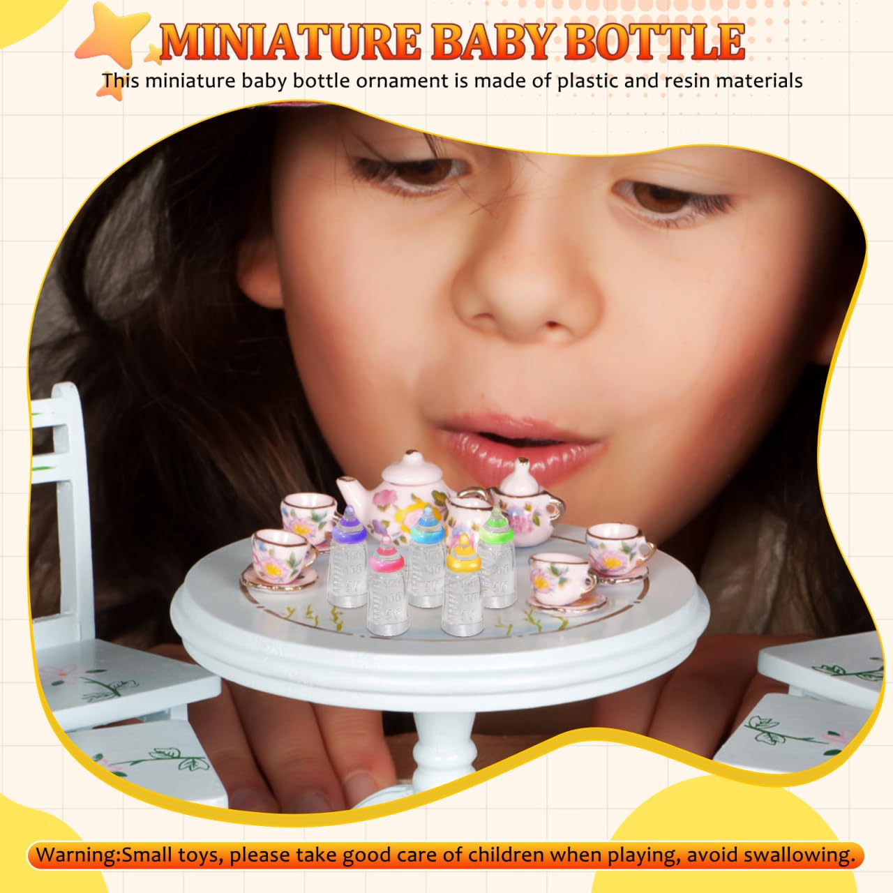 Kisangel 30pcs Miniature Baby Doll Bottles, Mini Bottles Plastic Resin Baby Shower Model for Party Games Decorations