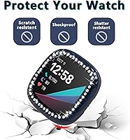 Vista 5 de Paquete de 5 fundas rígidas de policarbonato sin pantalla compatibles con Fitbit Sense 2/Versa 4, carcasa trasera de cristal ultrafina de repuesto