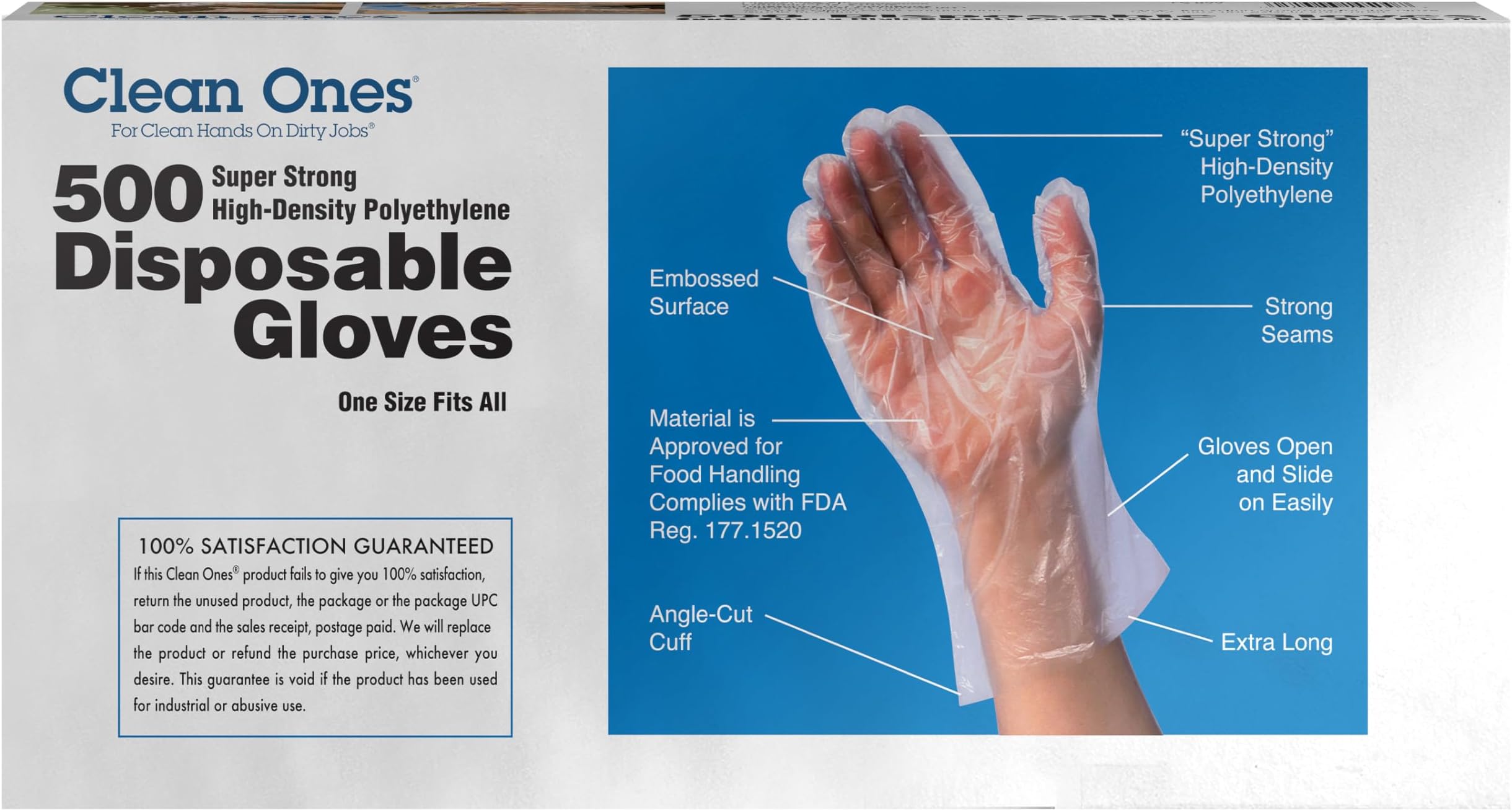 Disposable Food-Safe Poly Gloves, One Size, 2000 Count