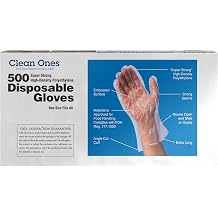 500 Count - Clean Ones 513017 Disposable Poly Gloves, One Size fits All, 500ct, 500 Count