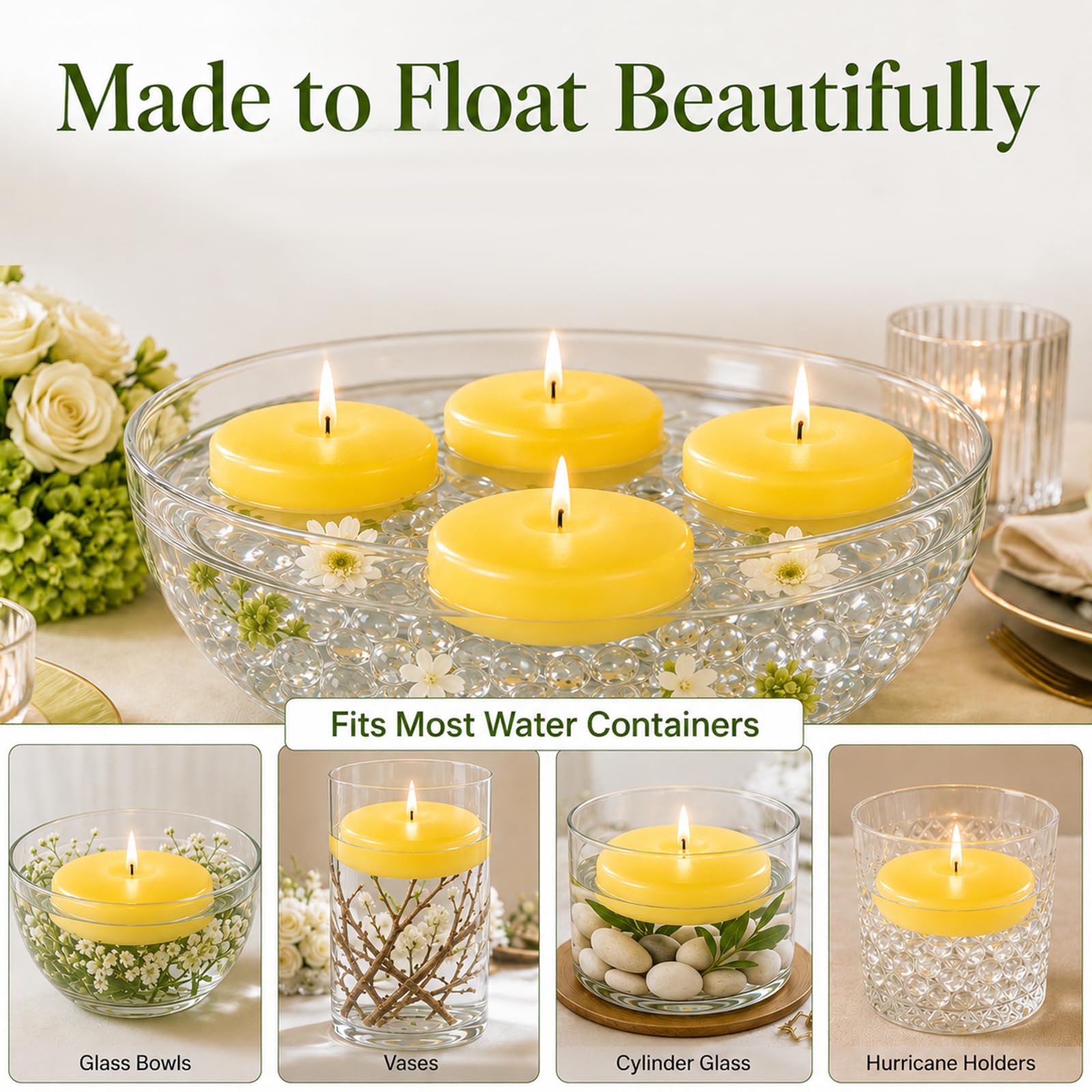 Velas flotantes de citronela, paquete de 36 unidades, vela fresca