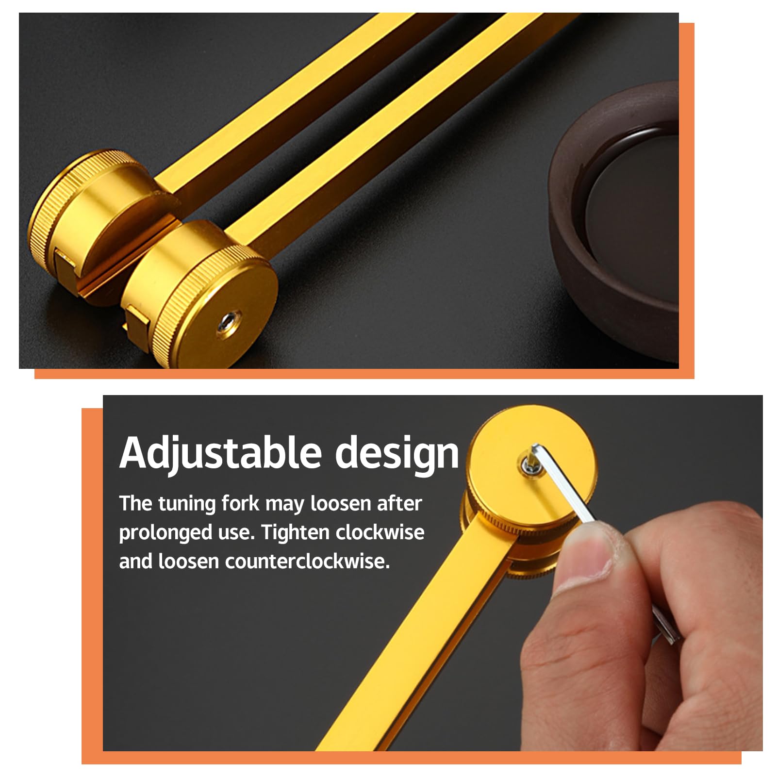 128hz Tuning Fork Hammer Aluminum Alloy Medical Non-Magnetic Body Weighted Tuning Fork + Wood Hammer for DNA Repair Healing Sound Therapy Balancing Healers Vibration Accurate Frequency (Gold) - Image 4