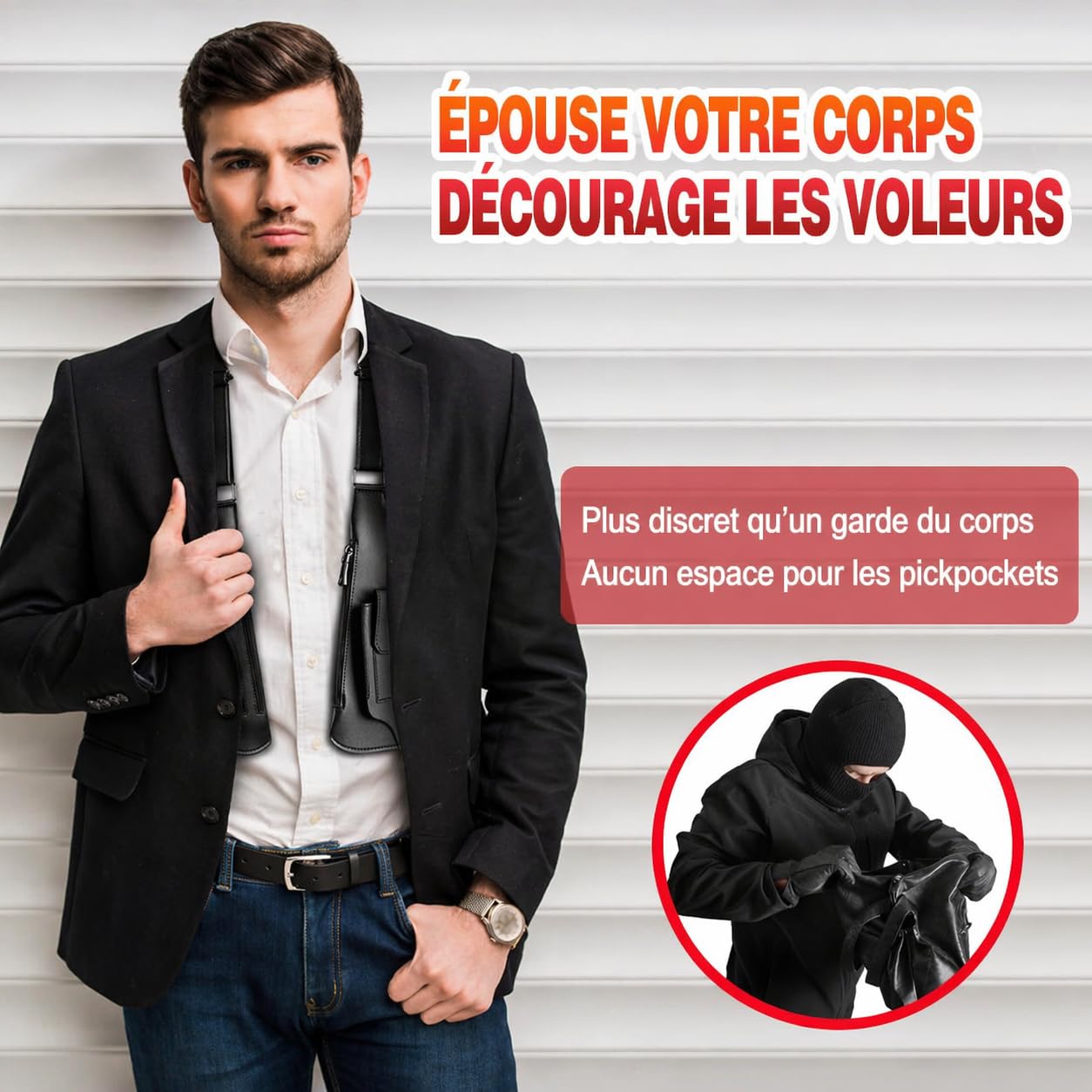 Générique Sac Bandoulière Double Homme, Sac De Harnais D'épaule, Harnais Antivol Cuir Homme,Sac à Bandoulière Double avec Réglable Étui Antivol pour Portefeuille et Téléphone